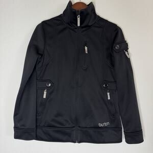 Burton Womens Medium Fitted Ski Snow Jacket Black Fleece Lined Full Zip Gorpcore